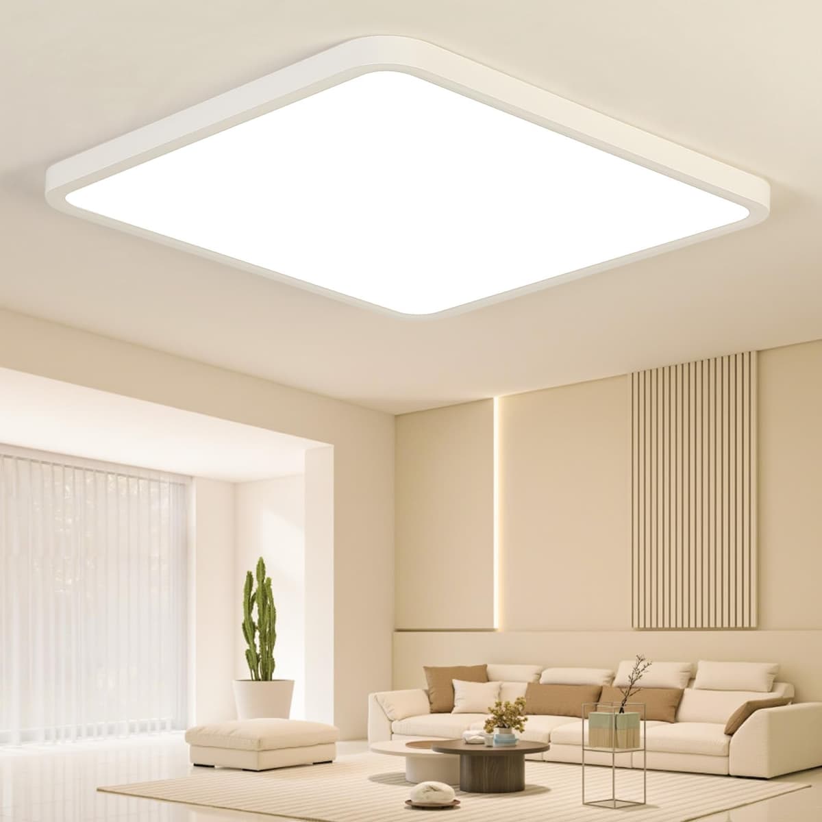 EASY EAGLE LED Lámpara de Techo 48W 4800LM Moderna Cuadrada Plafón Luz Led 6500K Lámpara Panel IP44 Impermeable para Baño Sala Dormitorio Cocina Oficina Comedor Ø30CM — view 17
