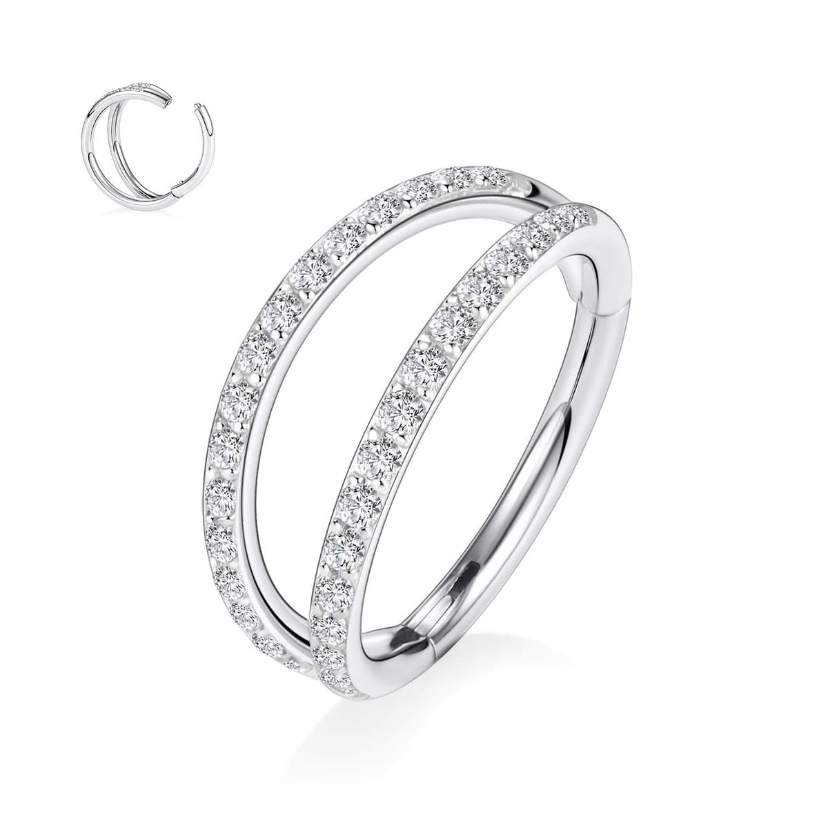 hengkaixuan Triple Double Nose Hoop Ring Sleeper Hoop Earring Helix Rook Conch Cartilage Daith Tragus Earrings Septum Ring Lobe Nose Piercing Jewellery for Women — view 45