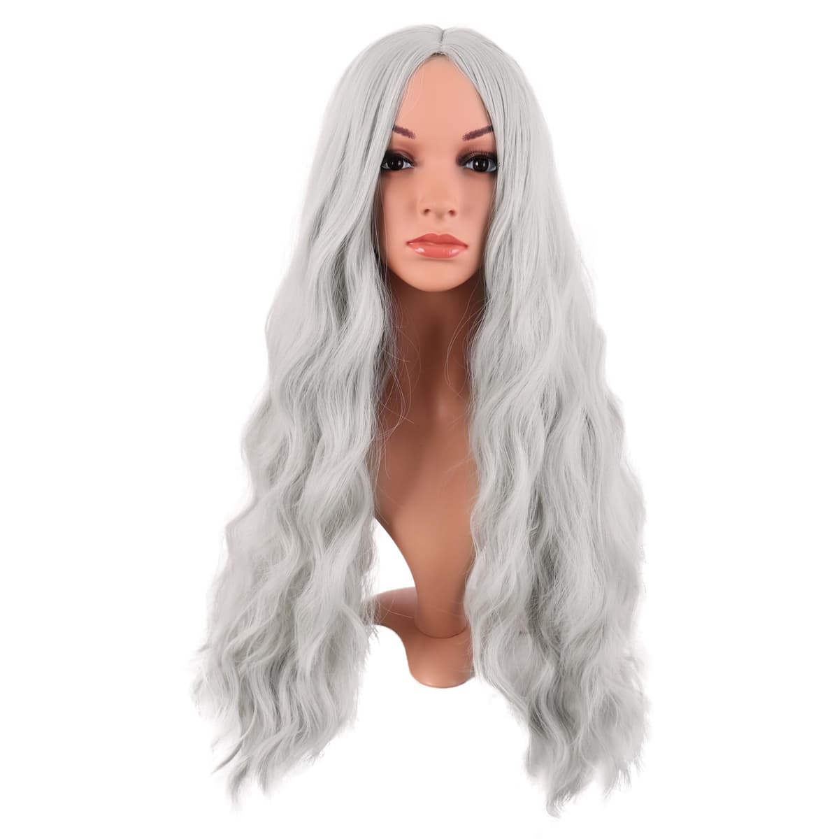 MapofBeauty 24 Pulgada/60 cm Largo Lacio Peluca Con Flequillo Sintética Cabello Heat Resistente Para Fiesta de Cosplay (Rosa Caliente) — view 26