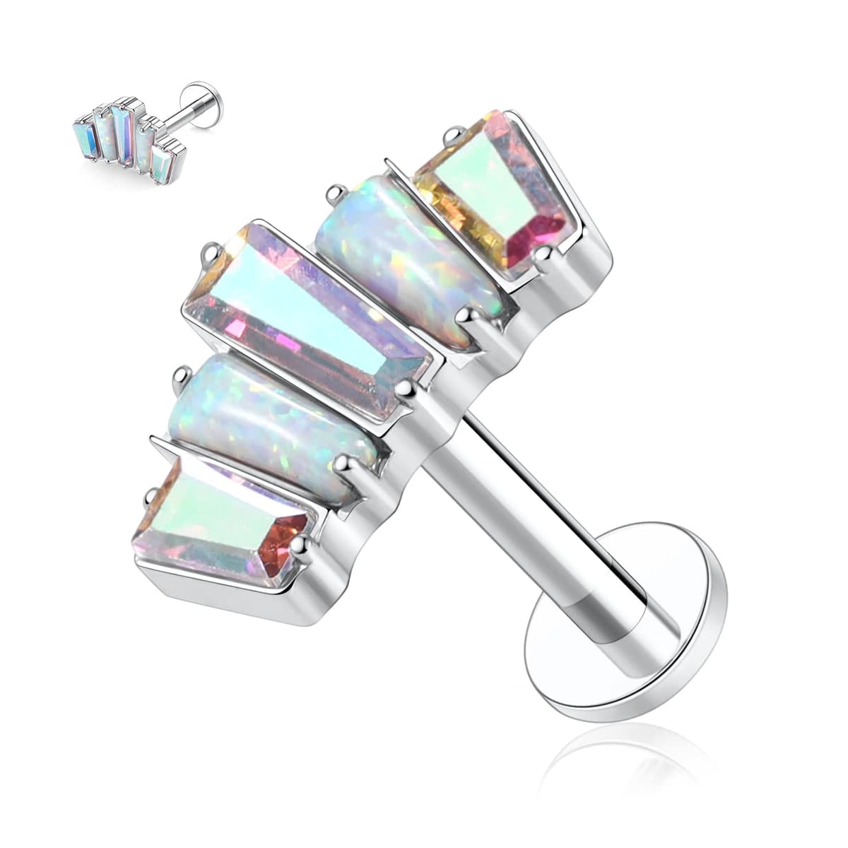 hengkaixuan 16G Titanium Labret Studs - Internally Threaded Flatback - Unisex - Silver - Piercing Jewellery — view 36