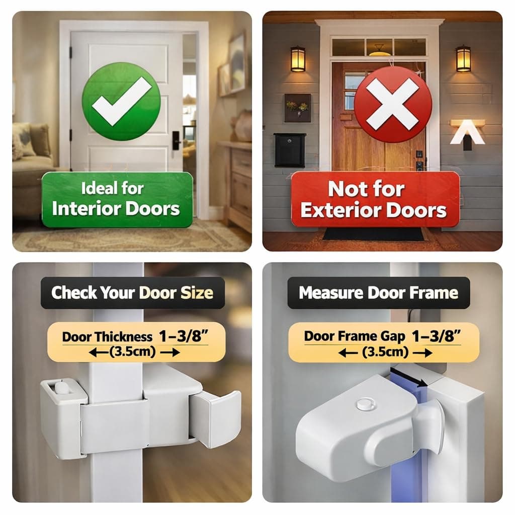 2PCS The Door Lock Can't Reach or Defeat - No Tools or Adhesives Required, Simple Install Safety Lock, Interior Doors Safety Supplies for All Proof Door Lock (2/Set) — view 4