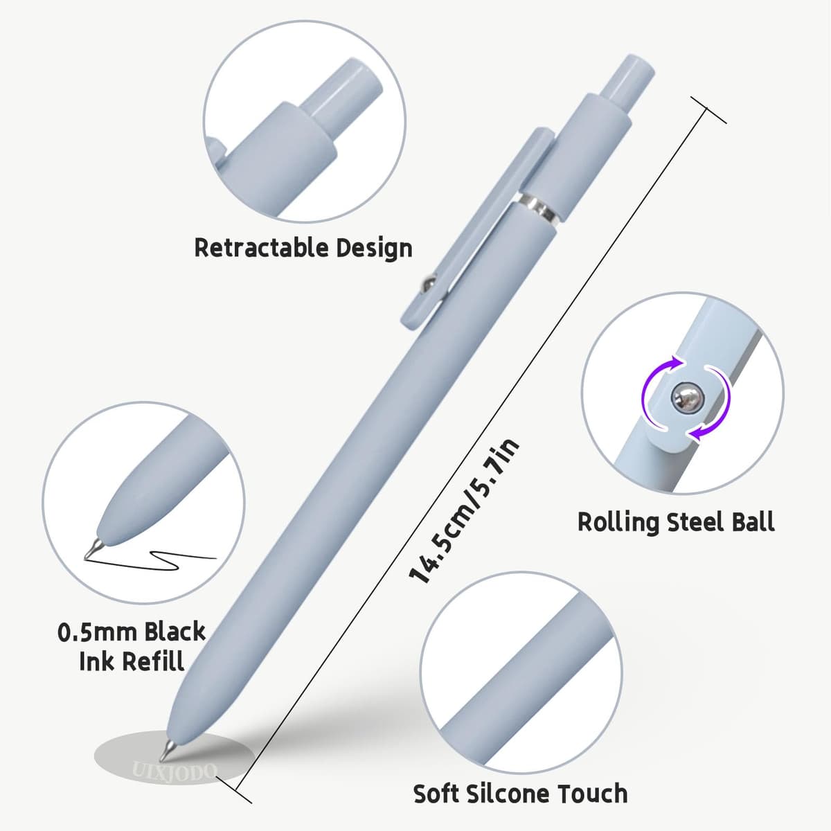 Gel Pens, 0.5mm Japanese Black Ink Fine Point Smooth Writing Pens, High-End Series Retractable Pens for Journaling Note Taking, Cute Office School Supplies Gifts for Women (5 Pcs Morandi) — view 3