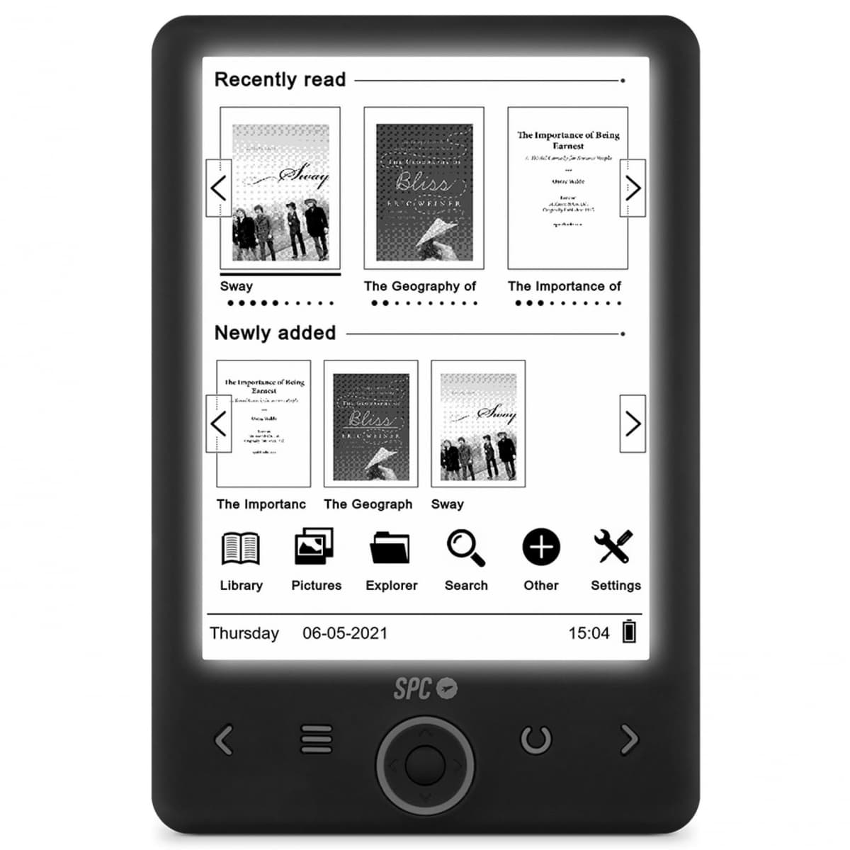 SPC Dickens Light 2 - Libro electrónico con Pantalla retroiluminada y luz con 6 Niveles de Intensidad, Teclas Frontales, posición Vertical y Horizontal, 1 Mes de autonomía, Ligero y Fino, Color Negro — view 4