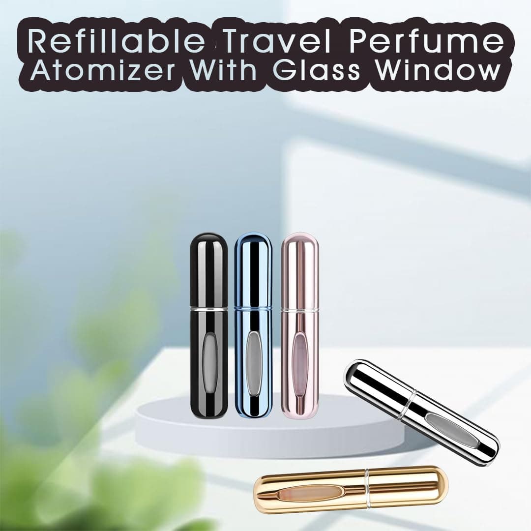 Perfume Atomiser pack of 5pcs Perfume Travel Bottle, 5ML Refillable Perfume Spray Bottle Easy to Refill Empty Atomiser for Purse, Handbag, Pocket and Luggage (Glossy) — view 4
