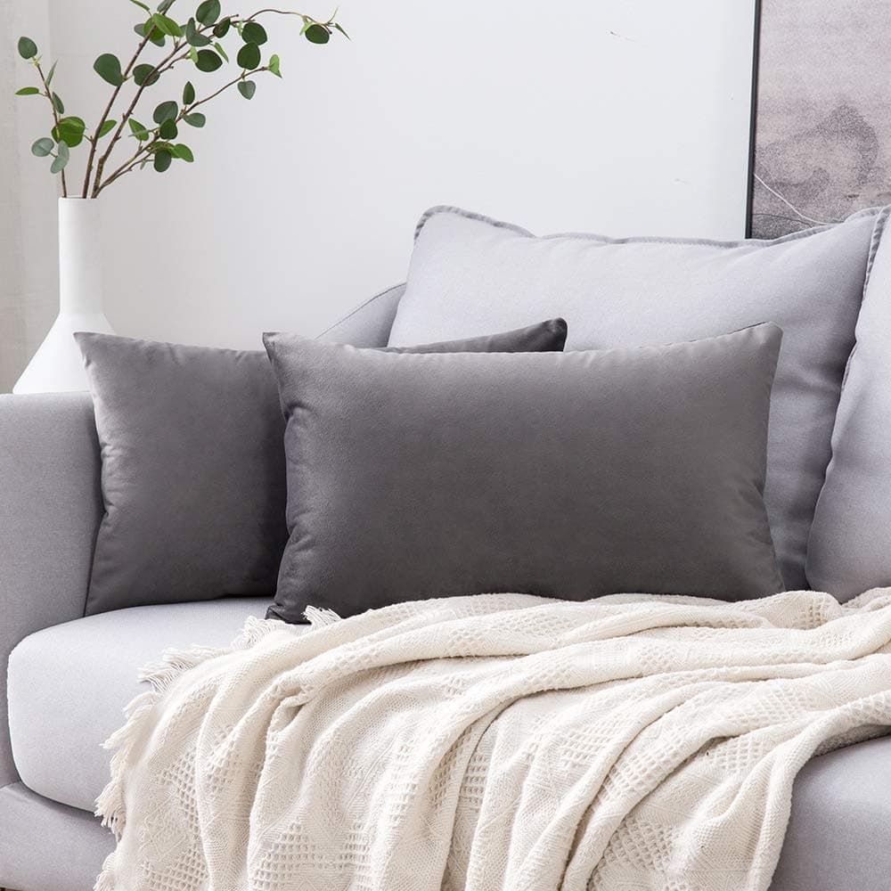 MIULEE Pack of 2 Fall Velvet Soft Solid Decorative Throw Pillow Covers Square Cushion Cases for Sofa Couch Bedroom Living Room Car Home Decor 18 x 18 Inch 45 x 45 cm Orange — view 51