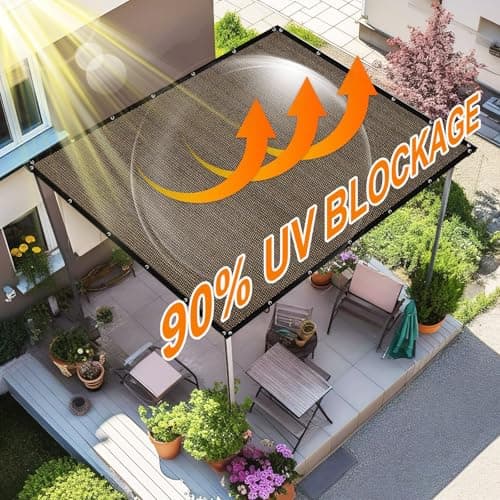Artpuch 90% Sun Shade Cloth, 10 x 10 FT Pergola Shade Cover Canopy with Grommets, Sun Screen Fabric Tarp for Patio, Outdoor, Garden, Backyard, Mocha — view 2