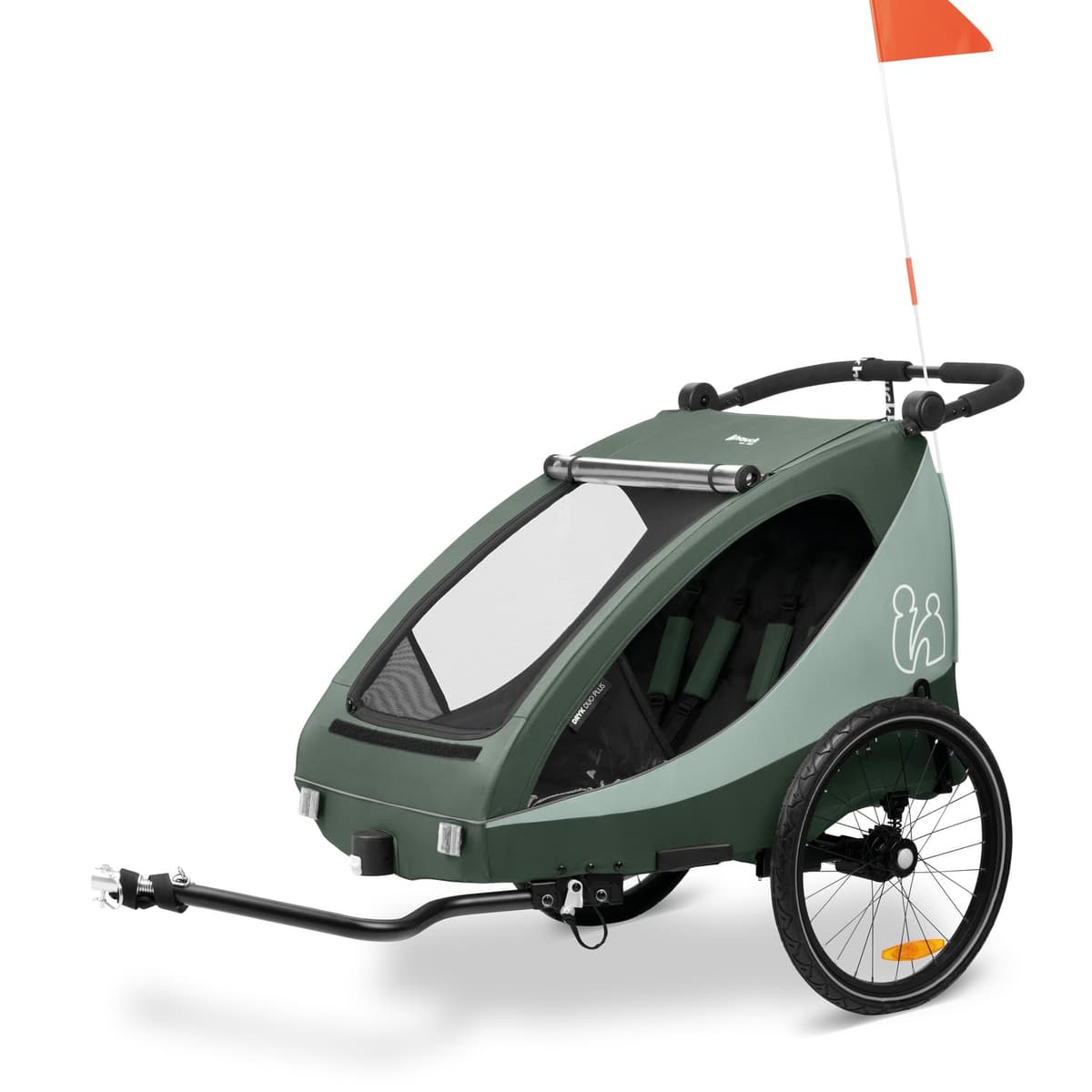 hauck Dryk Duo Plus, Black - 2in1 Kids Bike Trailer & Pushchair with Suspension 2 Seats Folding Bicycle Trailer with XL Storage, Tow Bar, Hitch, Pennant, Stroller Wheel & LED Rear Light — view 18