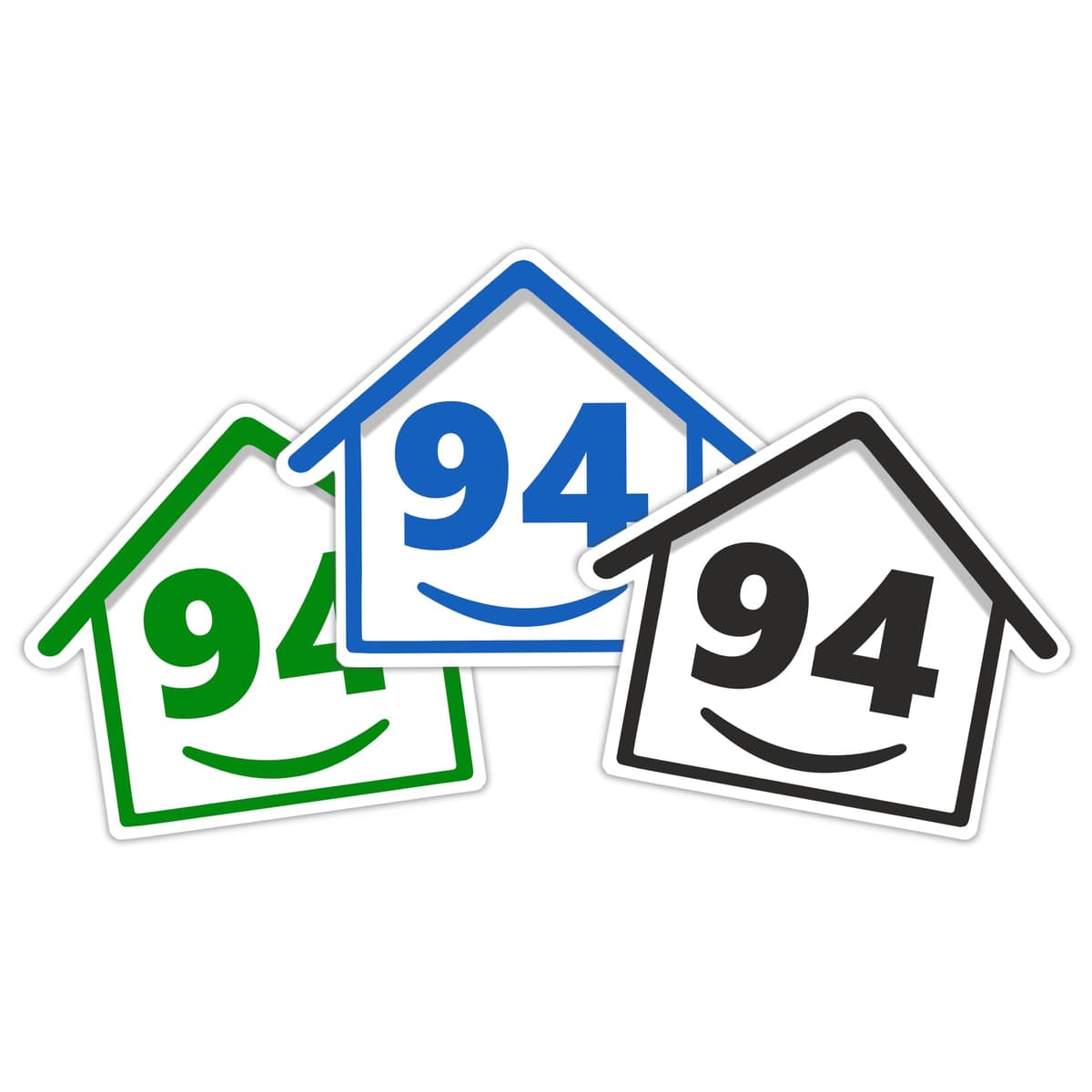 3 x Bin Numbers for Wheelie Bins, 1-99, 15cm ‘Happy House’ Colour Design Dustbin Stickers, Easy Application Stick On Number Stickers - Weatherproof Self Adhesive Vinyl – Blue, Black and Green (1) — view 15