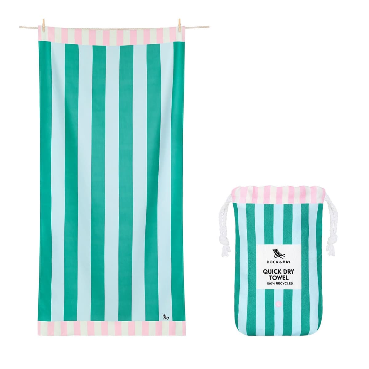 Dock & Bay Beach Towel - Quick Dry, Sand Free - Compact, Lightweight - 100% Recycled - Includes Bag - Cabana - Whitsunday Blue - Large (160x90cm, 63x35) — view 48
