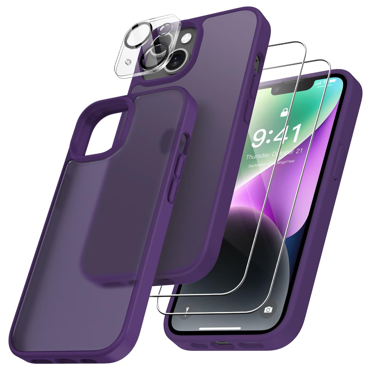 FLLAO 4 en 1 Funda para iPhone 15 con 2 Protector Pantalla y 1 Protector Lente Cámara, [Almohadilla de Aire integrada] Antigolpes Antiarañazos Carcasa 6,1 Pulgadas, Transparente — view 48