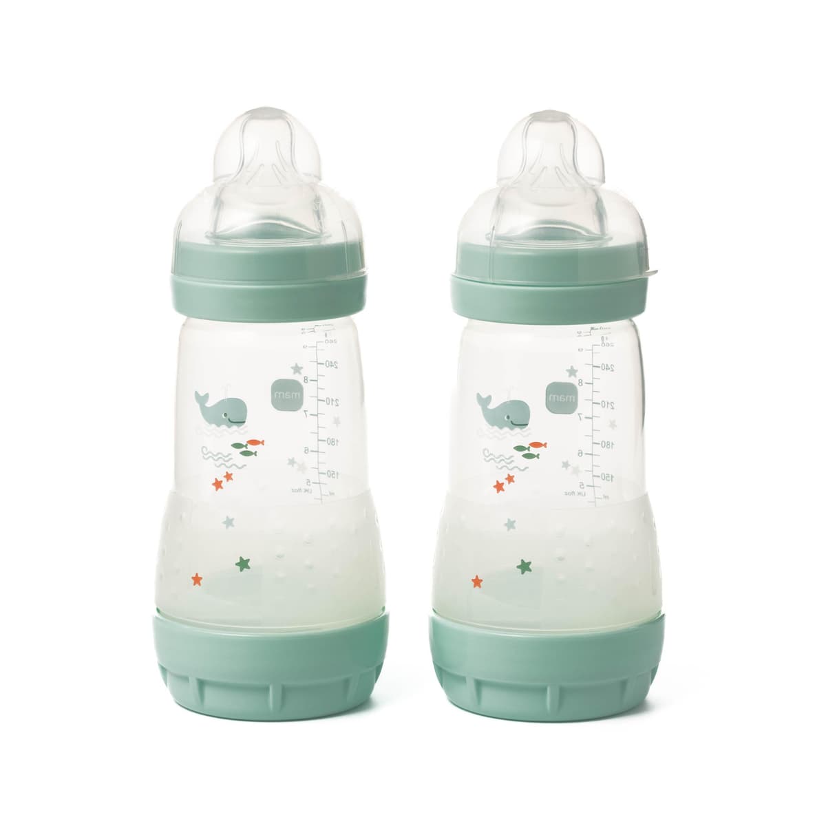 MAM Easy Start Anti-Colic Baby Bottles | 2 Pack (2 x 260ml) | Self-Sterilising Baby Milk Bottle | Medium Flow MAM Teat Size 2 | Newborn Essentials | Linen (Various Designs) — view 15