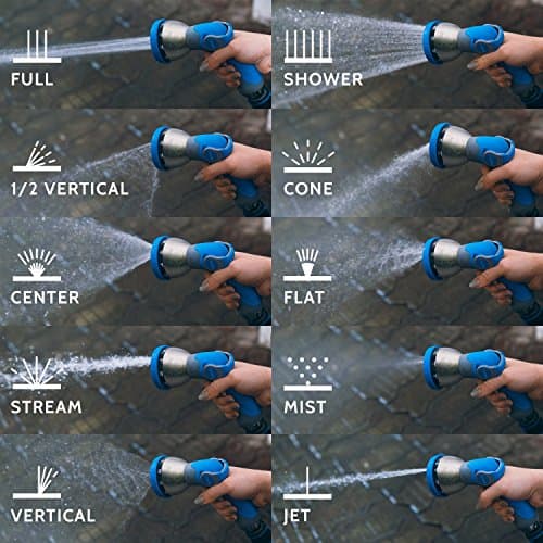 INNAV8 Garden Hose Nozzle Heavy Duty - Features 10 Spray Patterns, THUMB CONTROL On Off Valve Hose Sprayer Nozzle for Easy Water Control - Outdoor Water Hose Nozzle Head Attachment — view 3