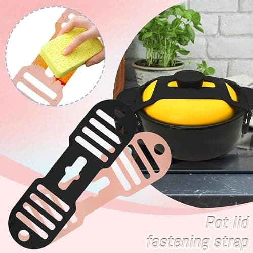 Silicone Lid Lock Strap for Crockpot Slow Cooker (6/7/8 Quart) - Universal Rubber Band Secure Lid Holder | Heat-Resistant, No-Spill Design Transport Accessories(Black) — view 2