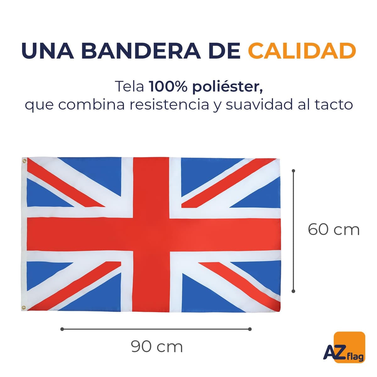 BANDERA del REINO UNIDO 90x60cm - BANDERA INGLESA - BRITANICA – UK 60 x 90 cm poliéster ligero - AZ FLAG — view 2