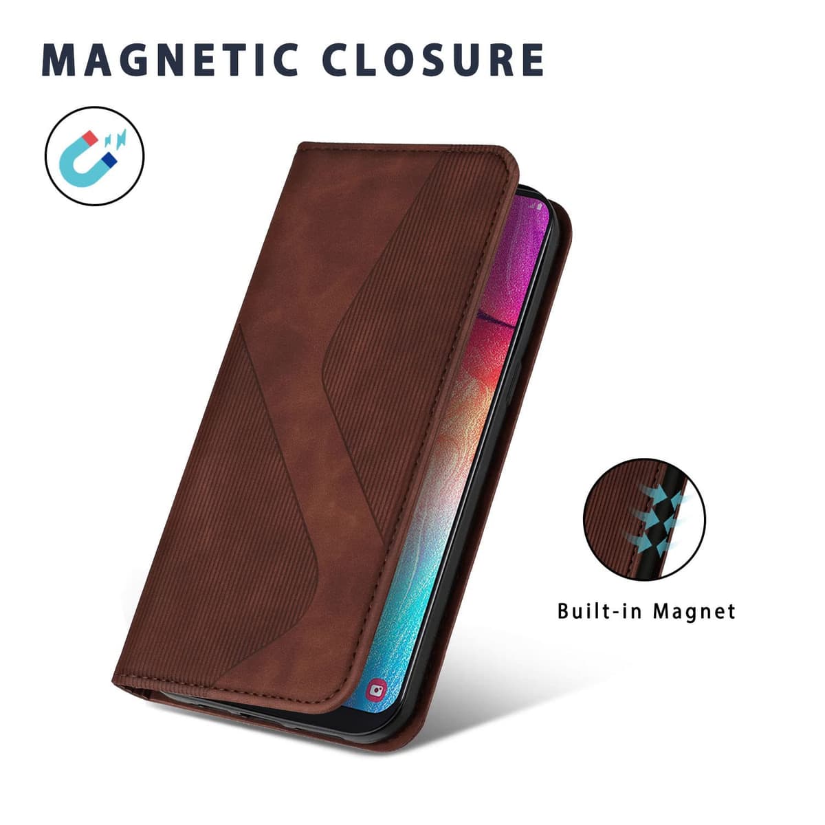 Case for Samsung Galaxy A34 5G, Premium PU Leather Wallet Case with [Card Slots] [Viewing Stand], Shockproof Flip Cover for Samsung A34 5G (Brown) — view 5
