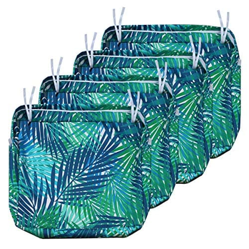 NettyPro Outdoor Patio Chair Seat Cushion Covers UV Resistant Water Repellent Furniture Cushion Slipcovers, 24x22x4 inch, Tropical Leaf