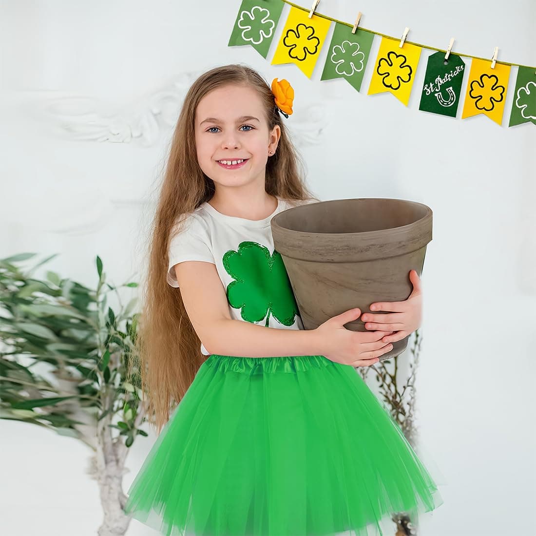 Paquete de 2 faldas de fiesta para niñas, disfraz de tutú, tutú de tul para fiestas de baile, enagua de ballet, verde — view 2