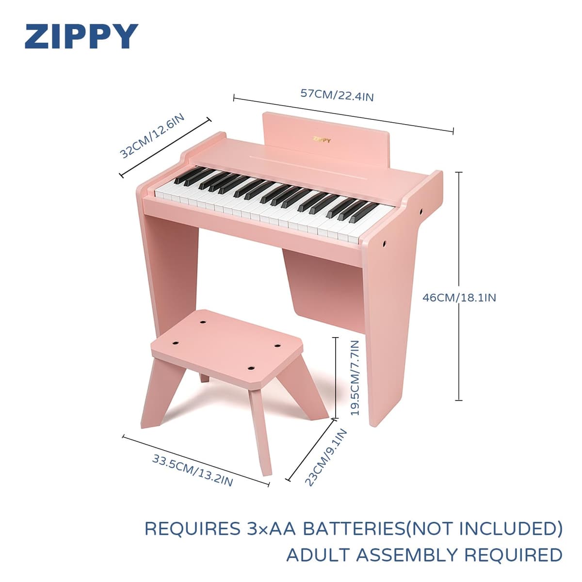 Teclado de Piano para niños, Piano Digital de 37 Teclas, Juguete de Instrumentos de Aprendizaje de música, Piano de Madera para 3 + niñas y niños (Rosa Basic) — view 3