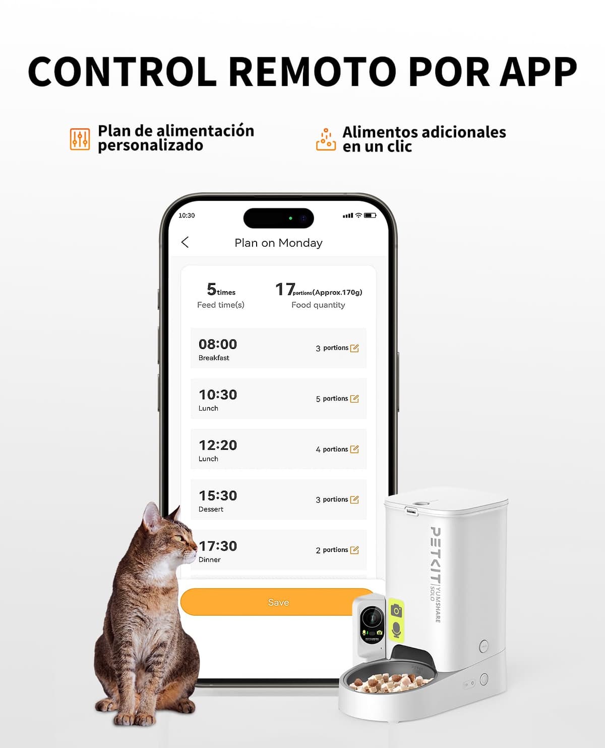 PETKIT Automatic Cat Feeder with Camera, 1080P HG, AI Function, Food Dispenser Cats/Dogs 3L, 2.4G WiFi, Two-Way Audio, App Control, Stainless Steel Bowl — view 4