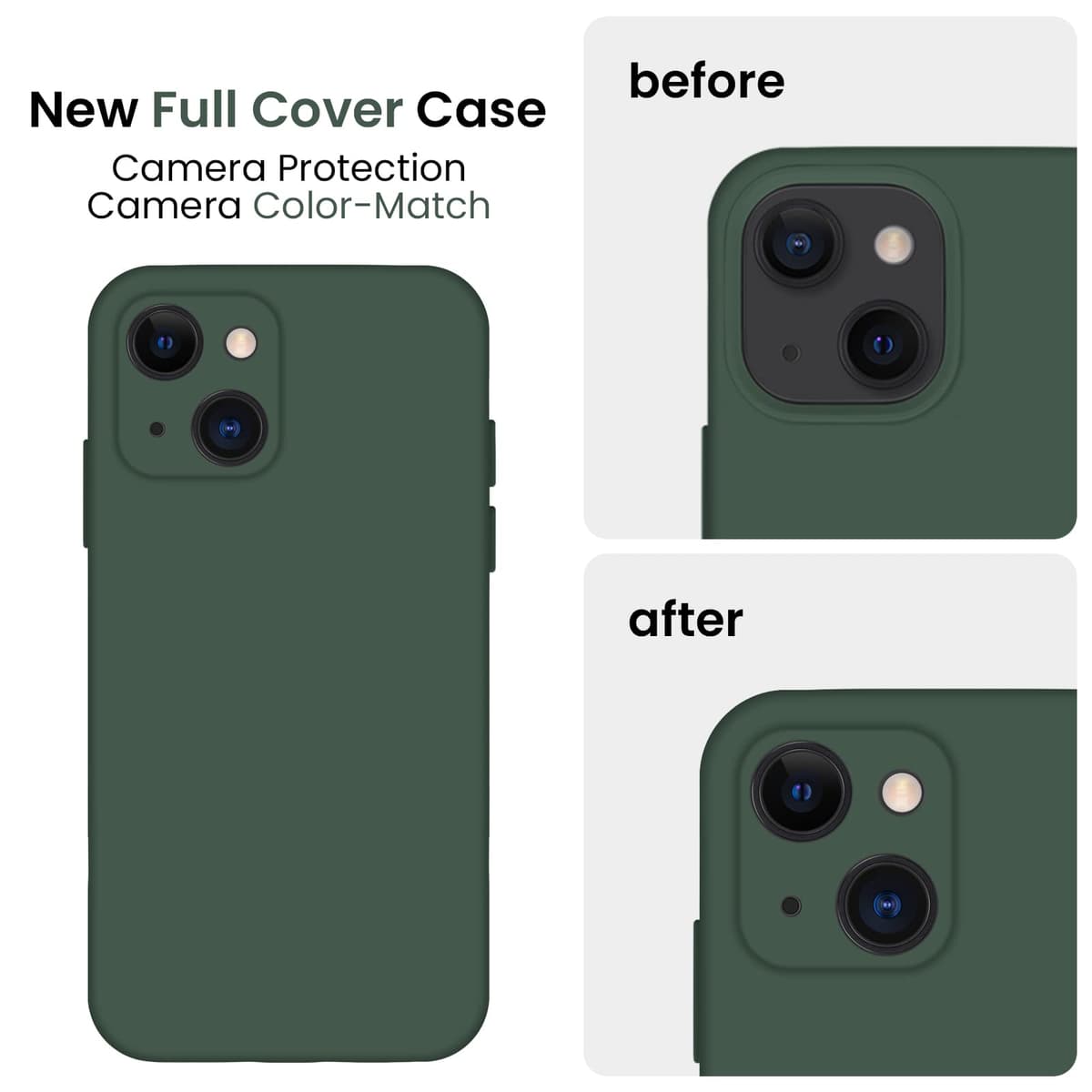 FireNova Designed for iPhone 13 Case, Silicone Upgraded [Camera Protection] Phone Case, Soft Anti-Scratch Microfiber Lining Inside, 6.1 inch, Alpine Green — view 3
