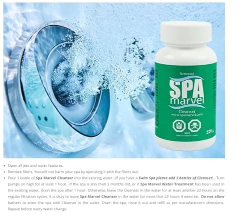 2 Bottles Spa Marvel Cleanser | Use to Clean Your Pipes Before Adding Fresh Water & Hot Tub Chemicals | Compatible with Bromine, Chlorine, pH Up, pH Down, Alk Up
