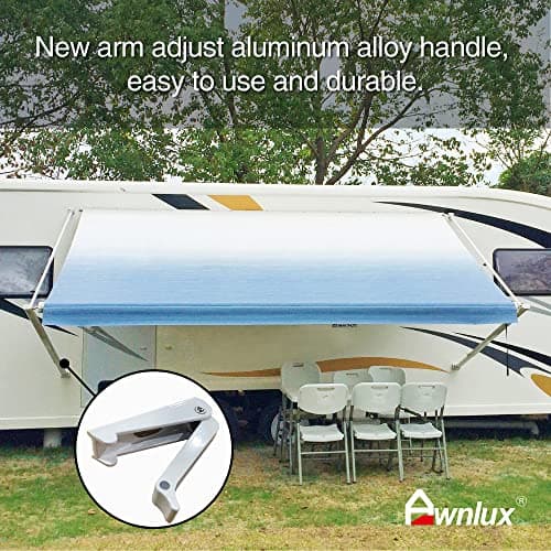 Awnlux White Manual Modular Retractable RV Awning Full Set Assemblies for RV, 5th Wheel, Travel Trailers, Toy Haulers, and Motorhome - RV Trailer Awning for Home or Camper - 16x8 Ft - Grey Fade — view 4