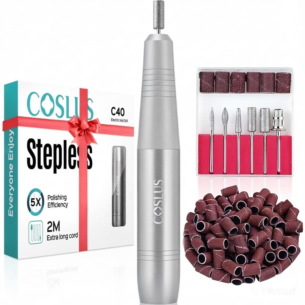 COSLUS C40 Electric Nail Drill, Nail Files for Gel Acrylic Nature Nails, Adjustable Speed 0-20000RPM, Portable Manicure Pedicure Set with 6 Drill Bits 31 Sanding Bands, E File Beginner Girl Women Mum — view 10