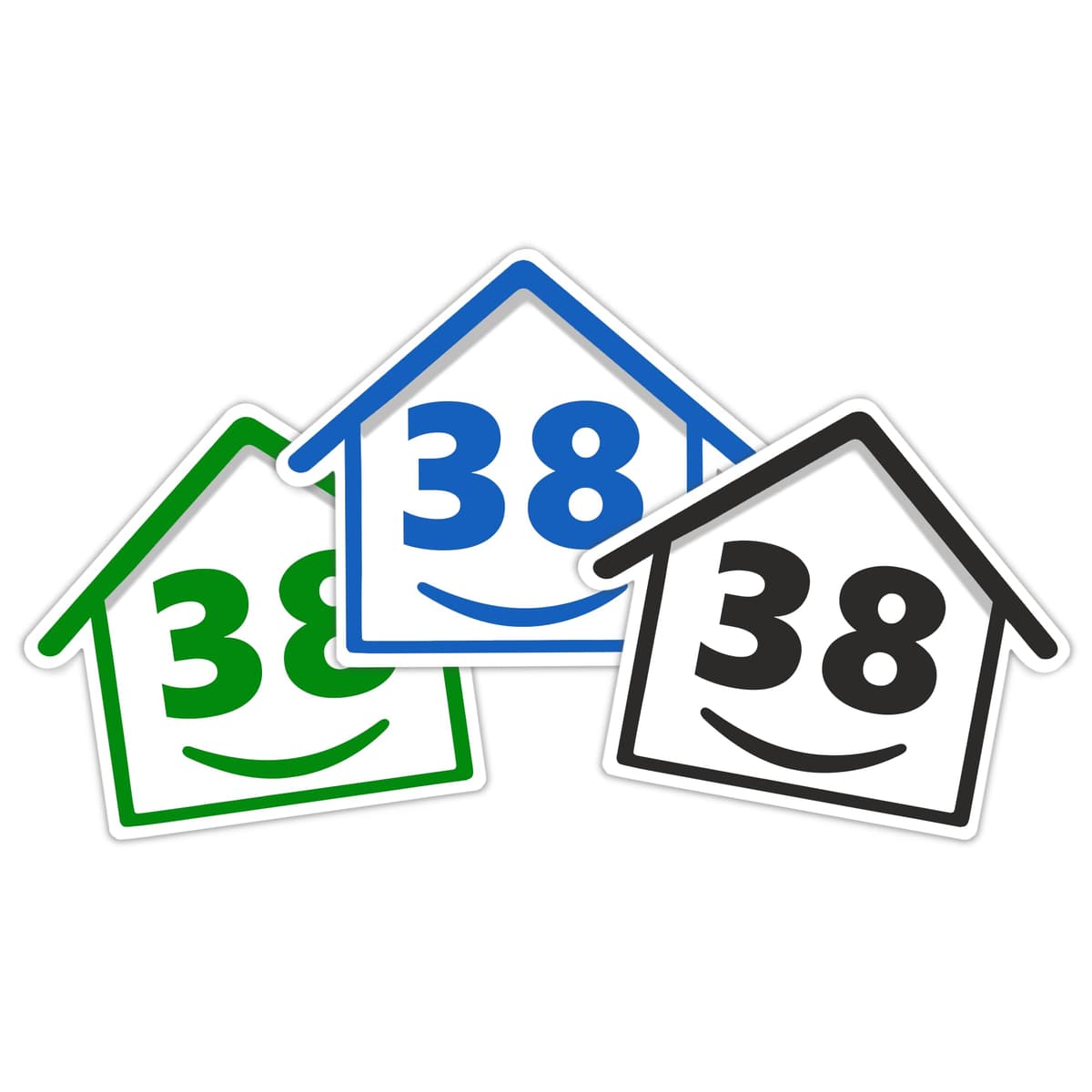 3 x Bin Numbers for Wheelie Bins, 1-99, 15cm ‘Happy House’ Colour Design Dustbin Stickers, Easy Application Stick On Number Stickers - Weatherproof Self Adhesive Vinyl – Blue, Black and Green (1) — view 61