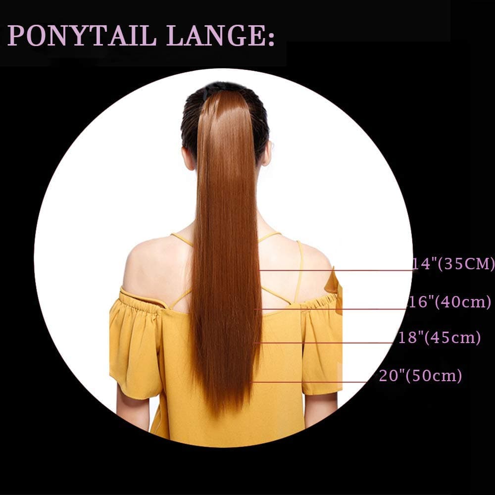 17"(43cm) SEGO Ponytail Long Synthetic Hair Looks Natural [Red Brown/Orange] Clip in Hair Extensions Curly Tail Ponytail Extension (90g) — view 7