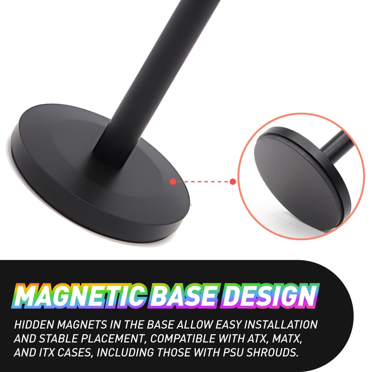 Soporte GPU Soporte Tarjeta Grafica Ajustable en Aluminio Anodizado con Base Magnética y Diseño CNC Compatible con Chasis ATX, MATX e ITX para Tarjetas de Video Pesadas — view 4
