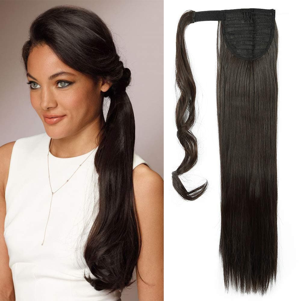 17"(43cm) SEGO Ponytail Long Synthetic Hair Looks Natural [Red Brown/Orange] Clip in Hair Extensions Curly Tail Ponytail Extension (90g) — view 98