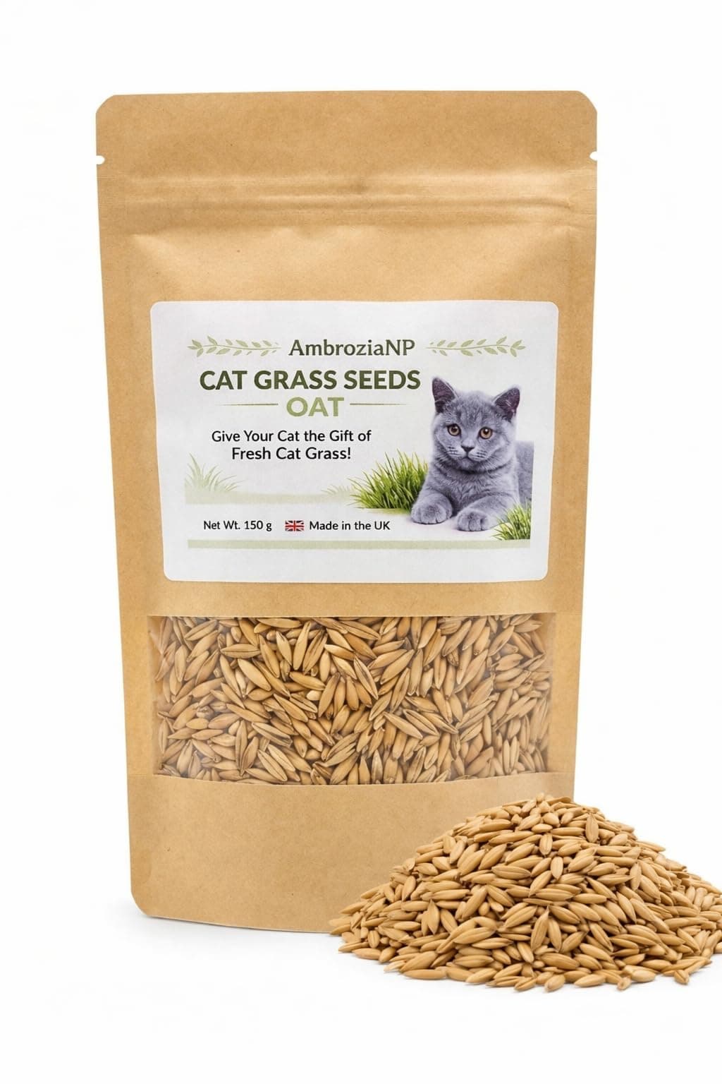 Cat Grass Seeds 150g – Grow Fresh Cat Grass – Natural Indoor Cat Grass – Easy to Grow – Made in UK (Mix) — view 2