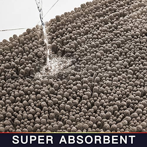 Walensee Large Bathroom Rug Non Slip Bath Mat (72x24 Inch Taupe) Water Absorbent Super Soft Shaggy Chenille Machine Washable Dry Extra Thick Perfect Absorbant Best Plush Carpet for Shower Floor — view 3