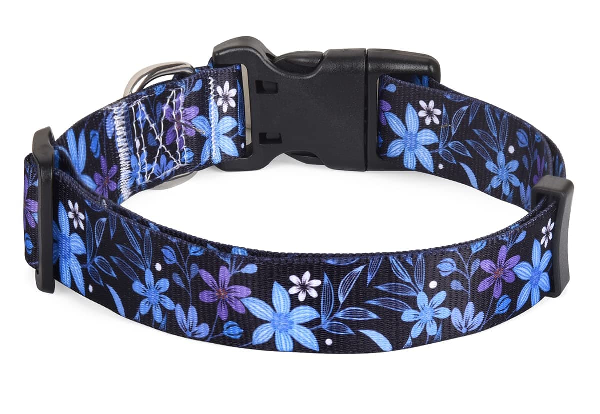 Mihqy Dog Collar for Small Dogs, Cute Small Medium Large Dog Pet Collar, with Floral Patterns, Soft Adjustable for Boy Girl Female Male Puppy Dog Collar(Floral Blue,S) — view 2