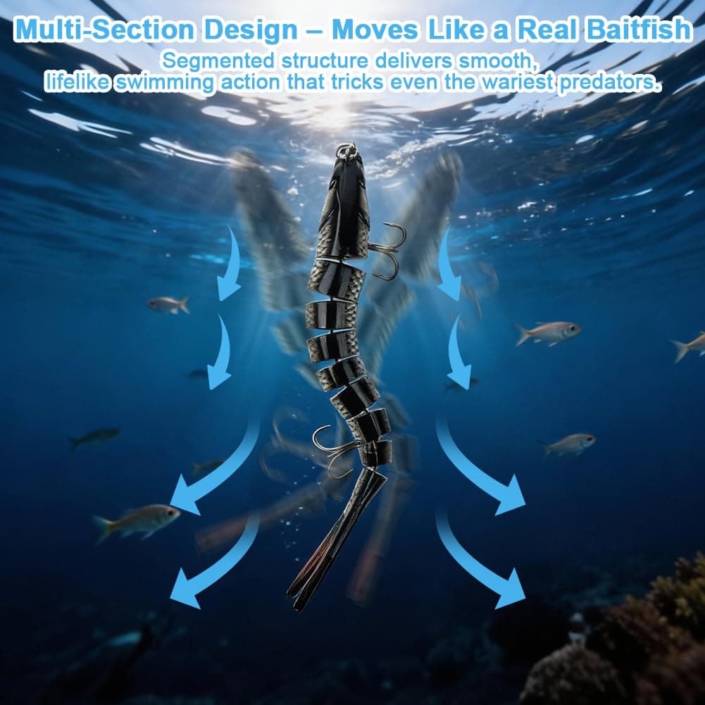Vicloon 3Pcs Cebos de Pescar Articulados,Señuelos de Natación Bionic Multi-articulado de Natación Realistas,Swimbait Realista de Hundimiento Lento — view 5