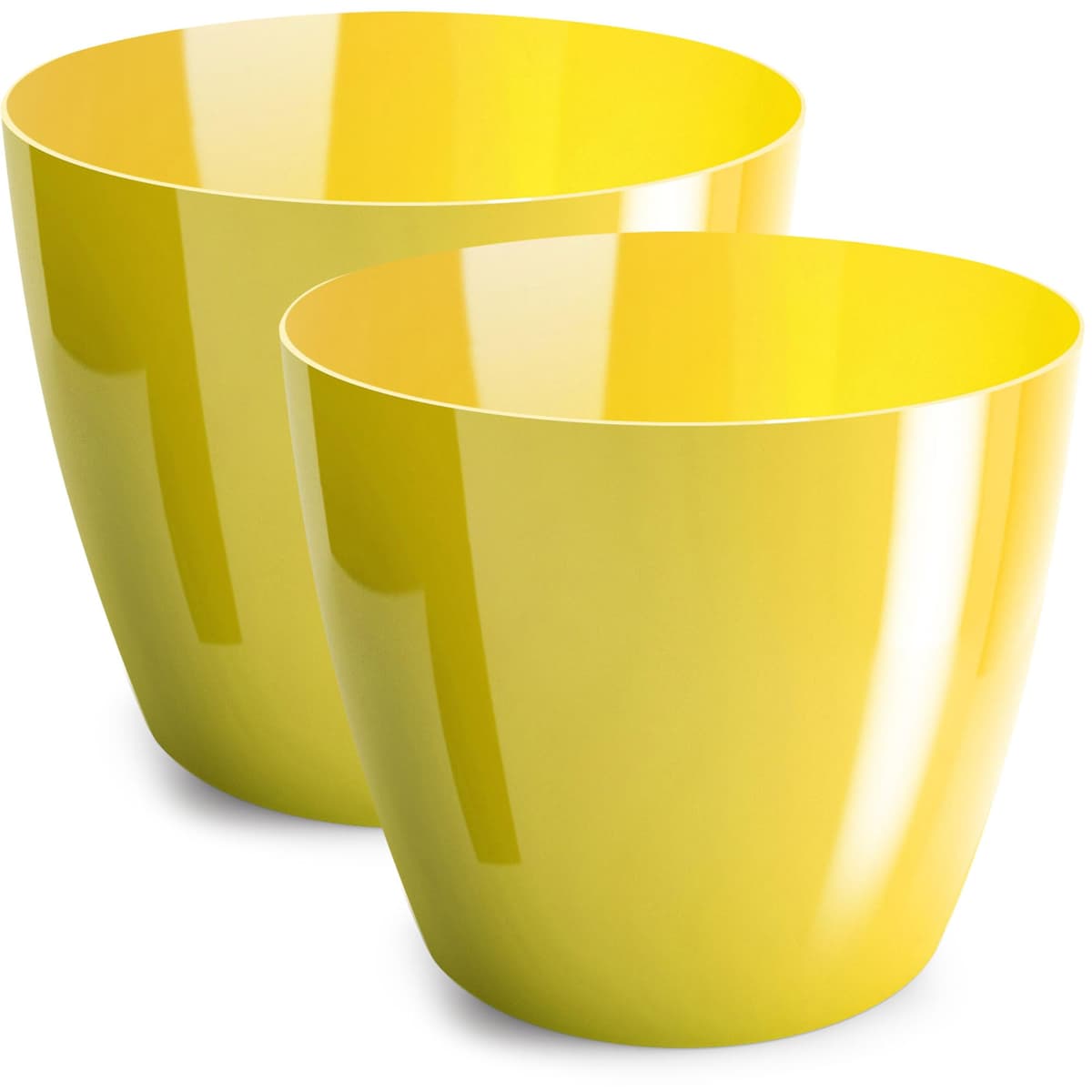 Macetas Brillantes Macetas Decorativas Hierbas Macetas Redondas de plástico duraderas y Ligeras para salón, Comedor, Cocina, terraza, balcón Juego de 2 Piezas (Amarillo, diámetro 20 cm)