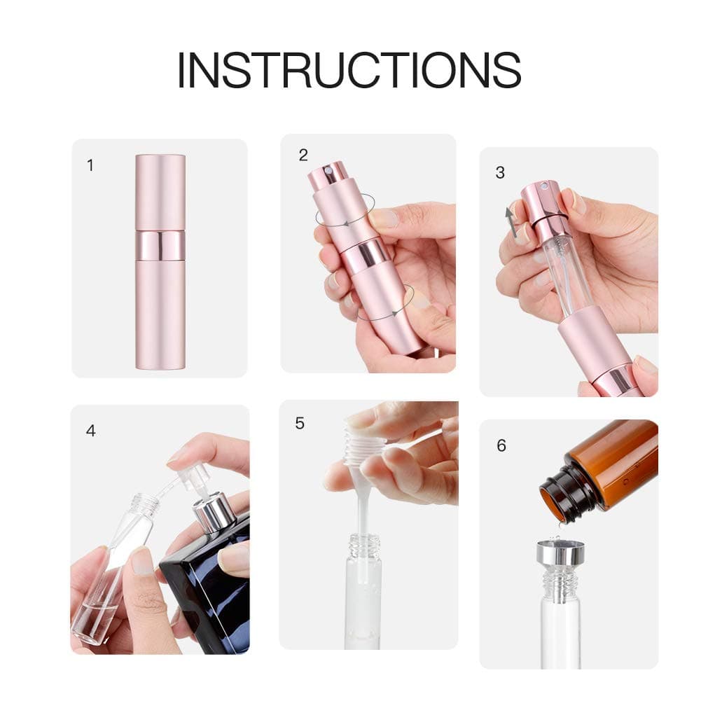 Toureal Travel Perfume Atomiser Refillable - Mini Aftershave Spray Bottle - Small Glass Fragrance Atomizer for Women - Portable Empty Cologne Refill Pump Dispenser for Men Pink 3Pcs — view 5
