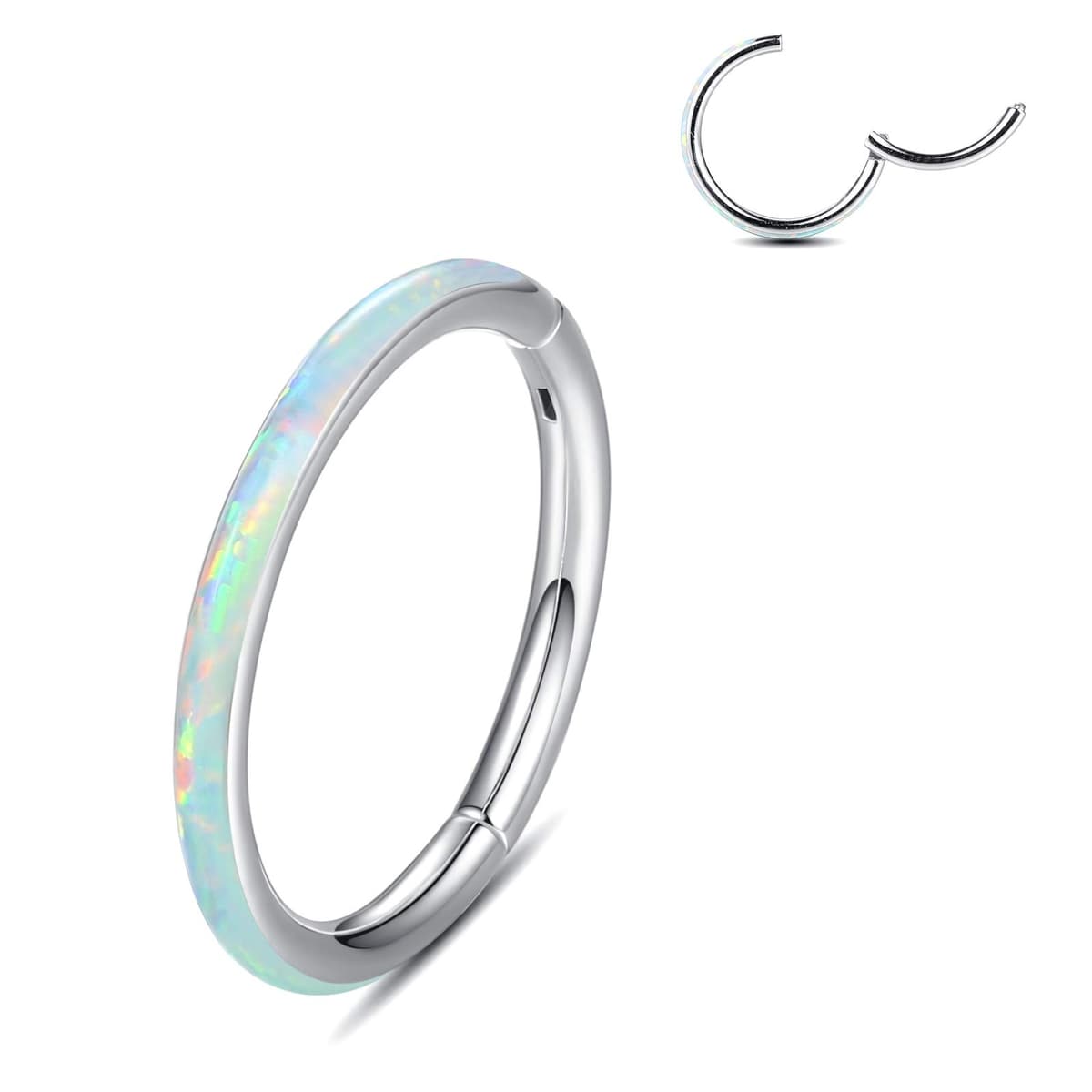 Yrogcu 20G 18G 16G 14G Single/Double Hoop Stainless-Steel Seamless-Hinged-Piercing Segment-Clicker Nose-Ring-Hoop : Diameter 6mm 8mm 10mm 12mm Cartilage Earrings — view 14