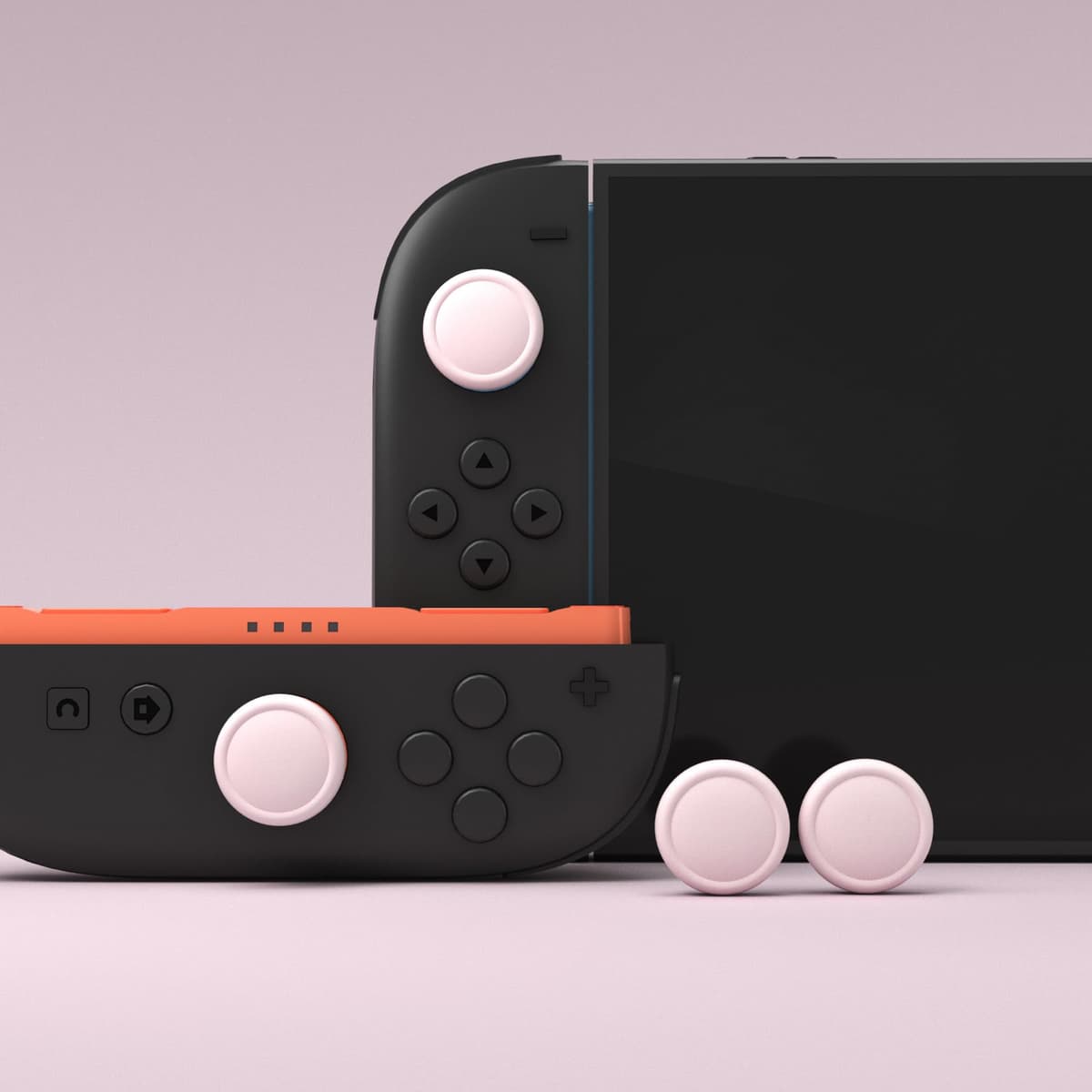 PlayVital 4 Piezas de Agarres para el Pulgar para Nintendo Switch 2 (2025), Tapas de Silicona para Joysticks, Tapones para Joycon, Diseño Ergonómico, Cómodo y Antideslizante (Rosa) — view 3