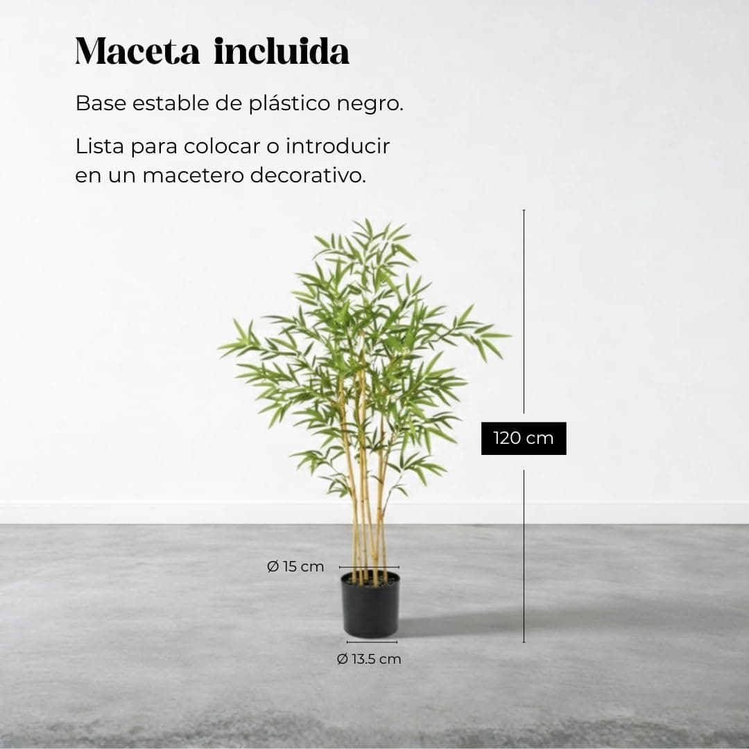 edihome, Planta Artificial Grande, Bambú Artificial 120 cm, Decorativas, Árbol, Decoración Hogar, para Interior, Oficina, Hoteles, Eventos – Planta Realista con Cañas Naturales y Verde (Bamboo, 120) — view 2