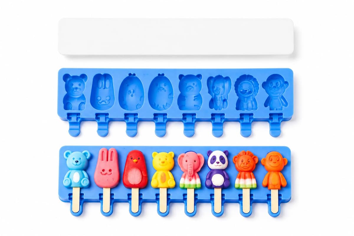 Molde Premium de Silicona para Helados – 8 cavidades para Helados Caseros | Reutilizable | Fácil de Desmoldar y Limpiar | Ideal para Niños | Libre de BPA (Animales) | Incluye Ebook QR con Recetas