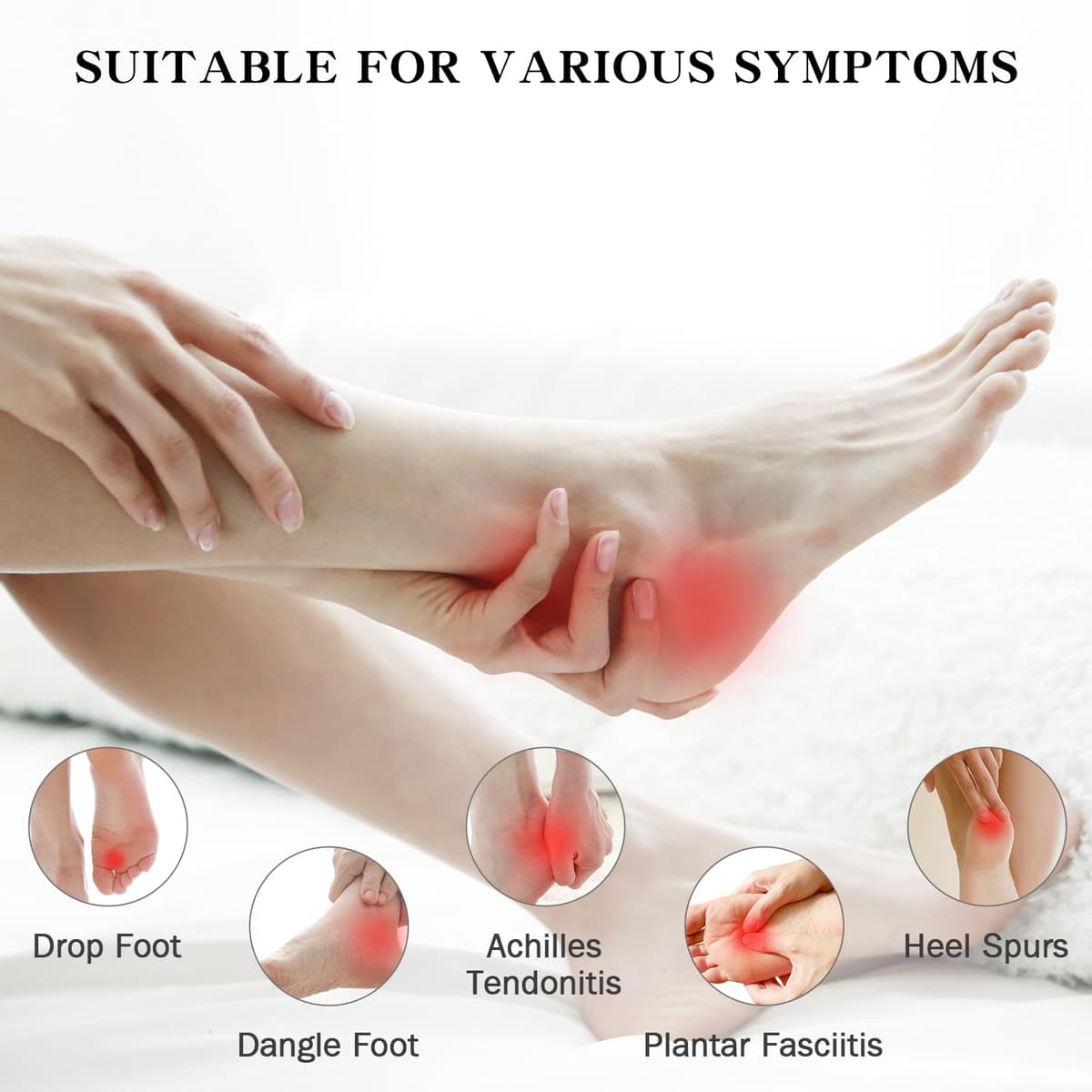 exhood Upgraded Plantar Fasciitis Night Splint, Adjustable Straps Plantar Fasciitis Relief, Supportive Foot Braces with Arch Cushion for Achilles Tendonitis, Foot Drop & Heel Spur Pain Relief Day — view 3