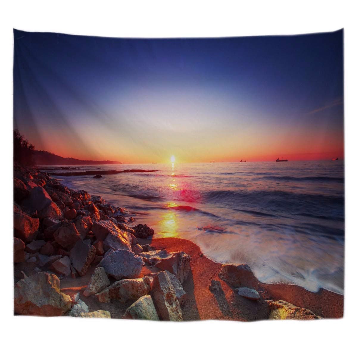 A.Monamour Mermaid And The Sailing Pirate Ship Art Print Fabric Wall Hanging Tapestry Wall Decors Window Curtains For Living Room Bedroom 180X200Cm/71"X80" — view 18