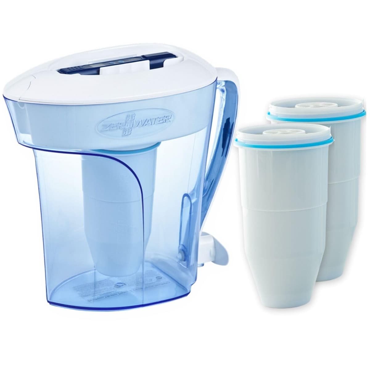 ZeroWater Combo Jarra filtradora de agua de 2,4 litros con 3 Filtros y Medidor de Calidad de Agua incluido, Libre de BPA y certificada para Reducir el Plomo y Otros Metales Pesados