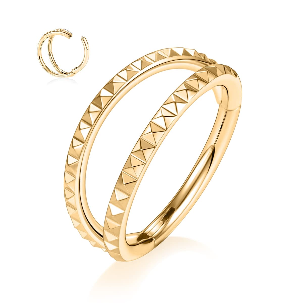 hengkaixuan Triple Double Nose Hoop Ring Sleeper Hoop Earring Helix Rook Conch Cartilage Daith Tragus Earrings Septum Ring Lobe Nose Piercing Jewellery for Women — view 12