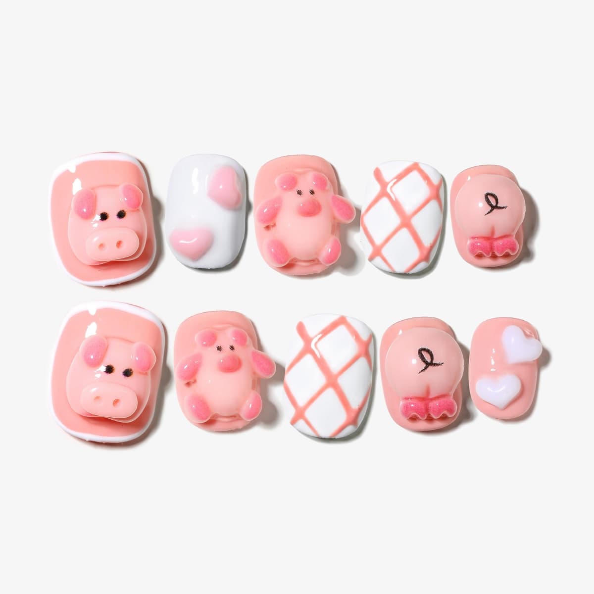 Sun&Beam Nails Handmade Press On Nail Long Coffin Ballerina Pink Flower Acrylic Fake Tip 3D Design Art Charms Cute with Storage Box 10 Pcs (S) — view 87