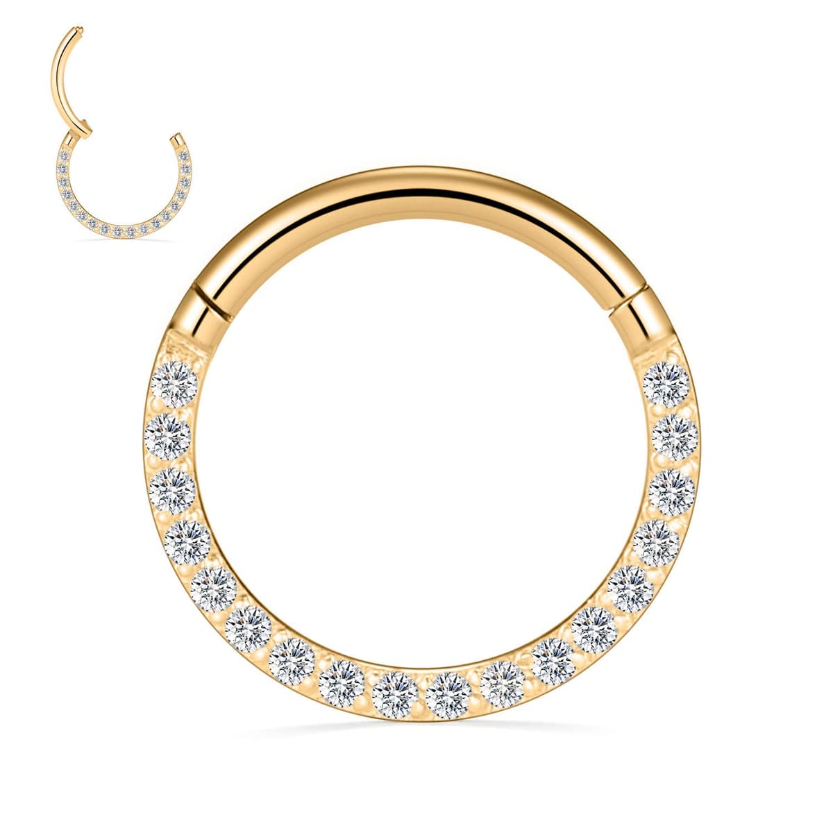 hengkaixuan CZ Opal Septum Jewellery Daith Ring Conch Hoop Seamless Clicker Ring Surgical Steel Rook Tragus Conch Piercing Jewellery Small Hoop Earring Nose Hoop Ring — view 11