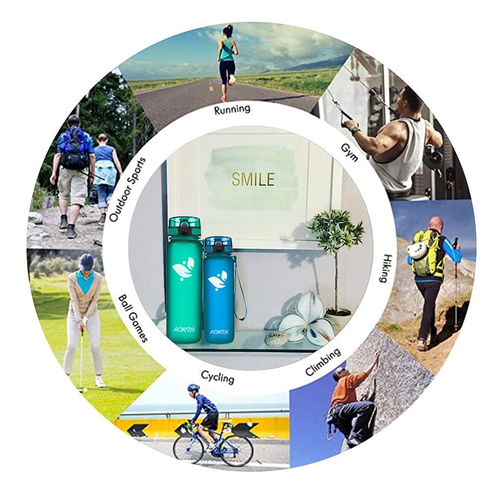 AORIN Botella Agua Deporte -350ml/500ml/750ml/1000ml - Botella Agua Niños Sin BPA，Impermeable y Reutilizable，Apertura con un Solo botón，Aplicar a Sport, Gimnasio, Trekking，Bicicleta — view 6