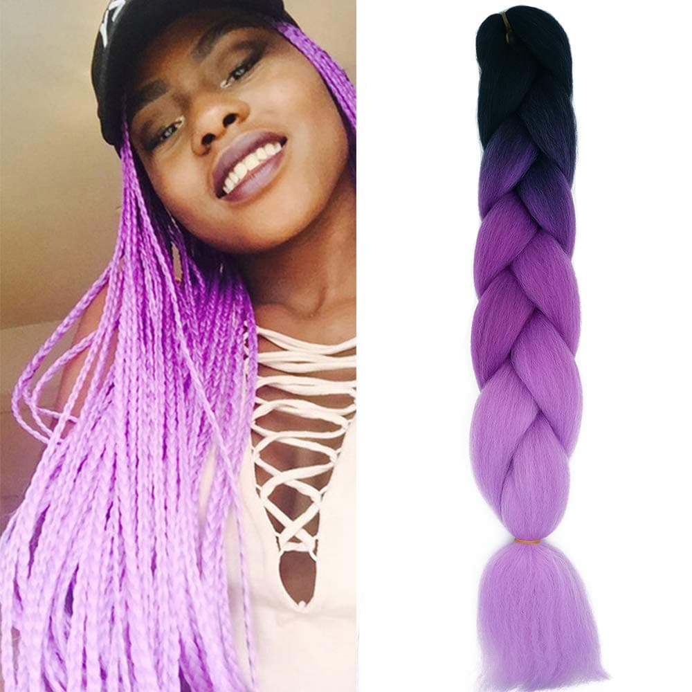 24" Braiding Hair Extension Jumbo Braids Synthetic 3bundles/pack Crochet Hair Afro Box Braid Heat Resistent (Dark Purple) — view 85