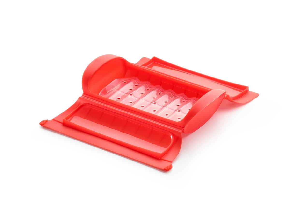 Lékué Estuche de vapor, Sin bandeja, silicona platino Rojo, 1-2 personas, 650 ml — view 10